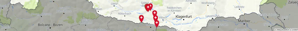 Kartenansicht für Apotheken-Notdienste in der Nähe von Sankt Stefan im Gailtal (Hermagor, Kärnten)